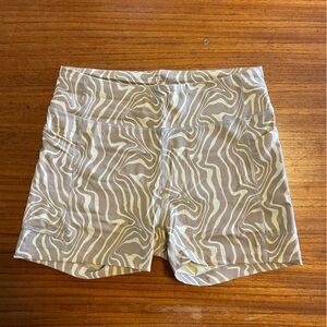Outdoor Voices Beige and Cream Patterned Shorts